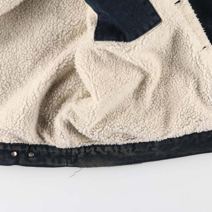 Marlboro Leisure Wear Black Denim Boa Jacket, Men's Size XL, Vintage cotton black type Vintage Second Hand