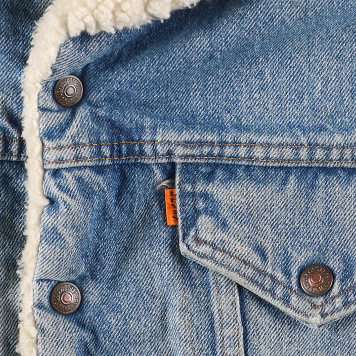 Vintage 1970'S Levi's padded denim jacket with orange tab, made in the USA, size L. cotton blue type Vintage Second Hand
