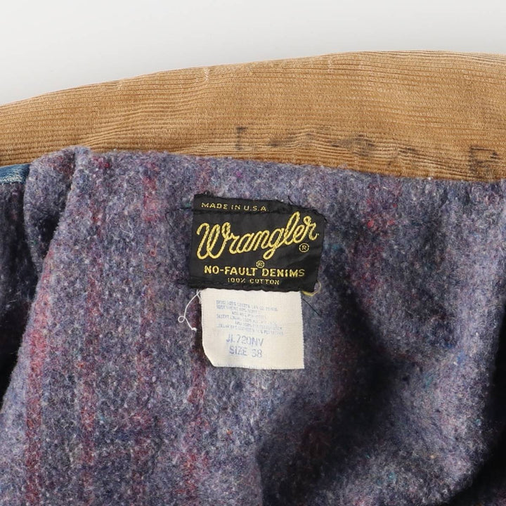 Vintage 1980'S Wrangler NO-FAULT DENIMS padded denim jacket, made in the USA, size M. cotton blue type Vintage Second Hand