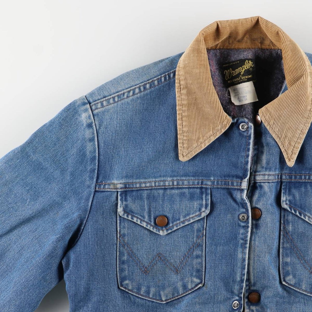 Vintage 1980'S Wrangler NO-FAULT DENIMS padded denim jacket, made in the USA, size M. cotton blue type Vintage Second Hand