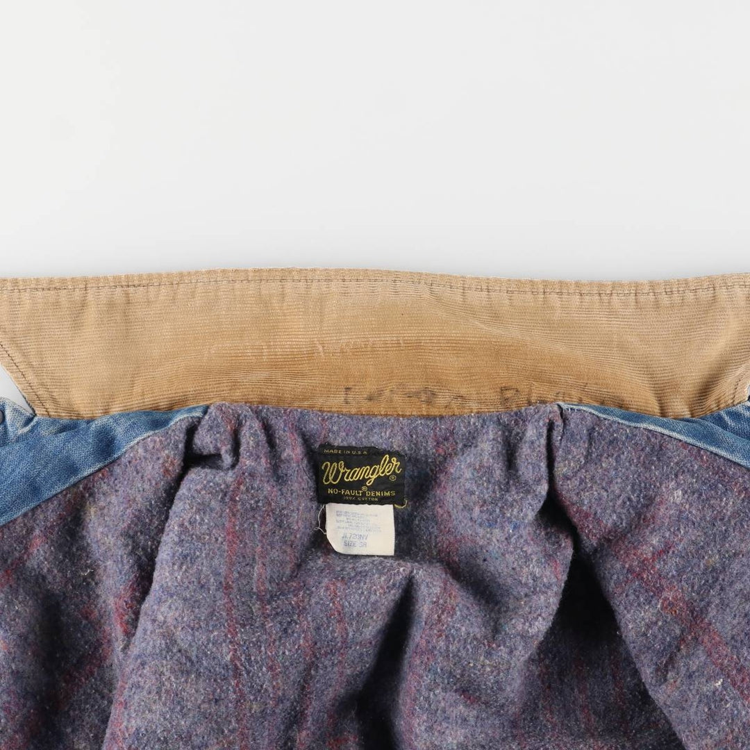 Vintage 1980'S Wrangler NO-FAULT DENIMS padded denim jacket, made in the USA, size M. cotton blue type Vintage Second Hand