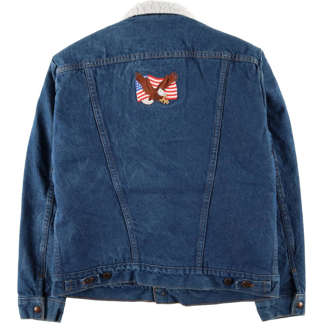 Vintage '90'S Wrangler NFL Eagle Pattern Stars and Stripes Denim Jacket, Made in USA, Men's Size Medium cotton blue type Vintage Second Hand
