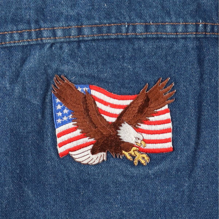 Vintage '90'S Wrangler NFL Eagle Pattern Stars and Stripes Denim Jacket, Made in USA, Men's Size Medium cotton blue type Vintage Second Hand