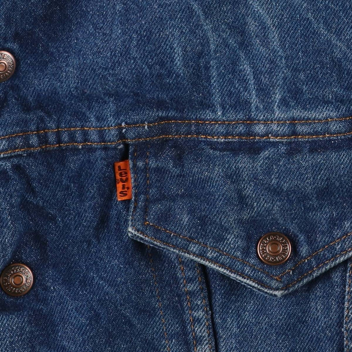 Vintage 1970'S Levi's padded denim jacket with orange tab, size L, men's unclear blue type Vintage Second Hand