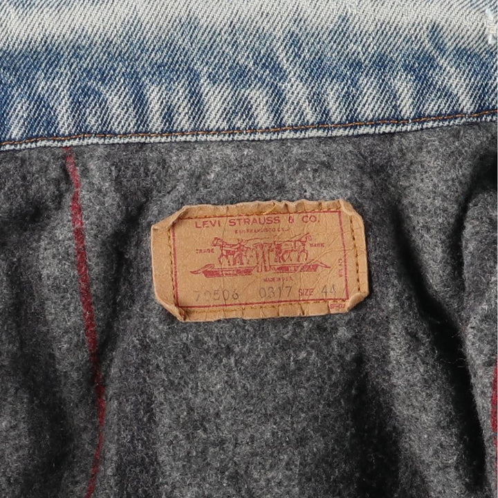 80'S Levi's 70506-0317 denim jacket, denim jacket, made in USA, men's size M, vintage unclear blue type Vintage Second Hand