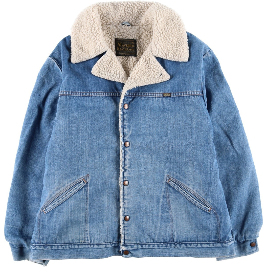 Vintage 1970'S Maverick denim and fleece lunch coat, made in the USA, men's size XL unclear blue type Vintage Second Hand