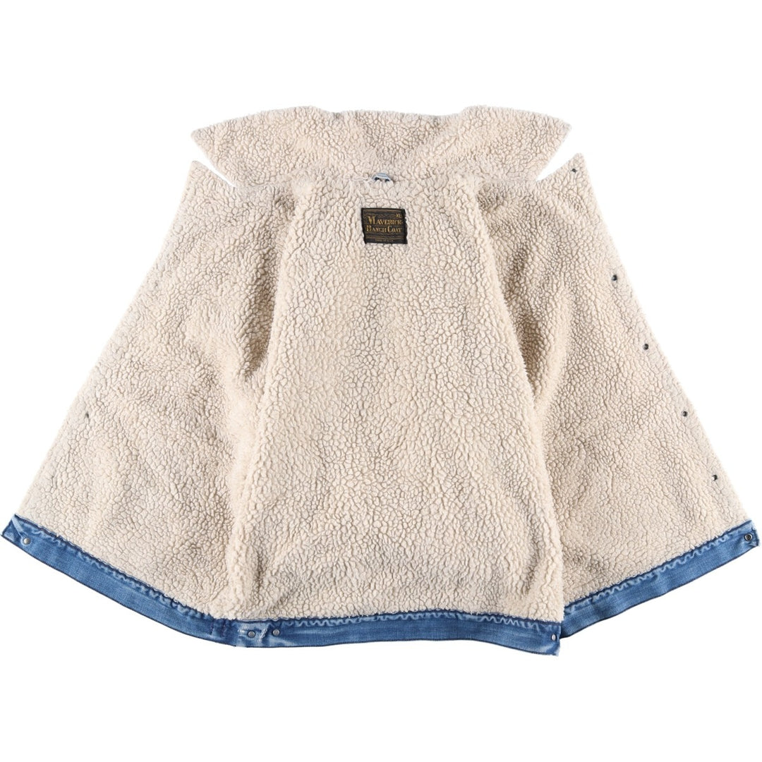 Vintage 1970'S Maverick denim and fleece lunch coat, made in the USA, men's size XL unclear blue type Vintage Second Hand