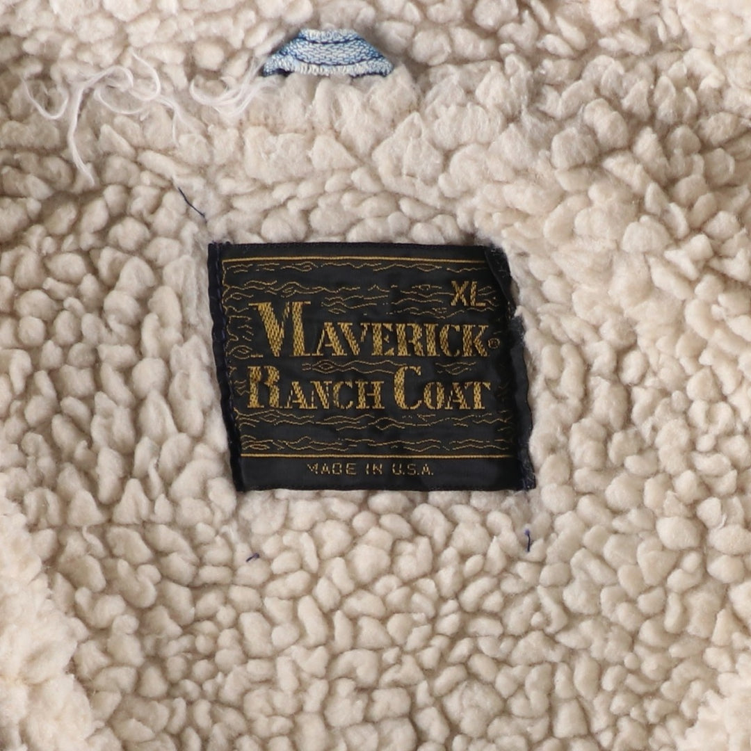 Vintage 1970'S Maverick denim and fleece lunch coat, made in the USA, men's size XL unclear blue type Vintage Second Hand