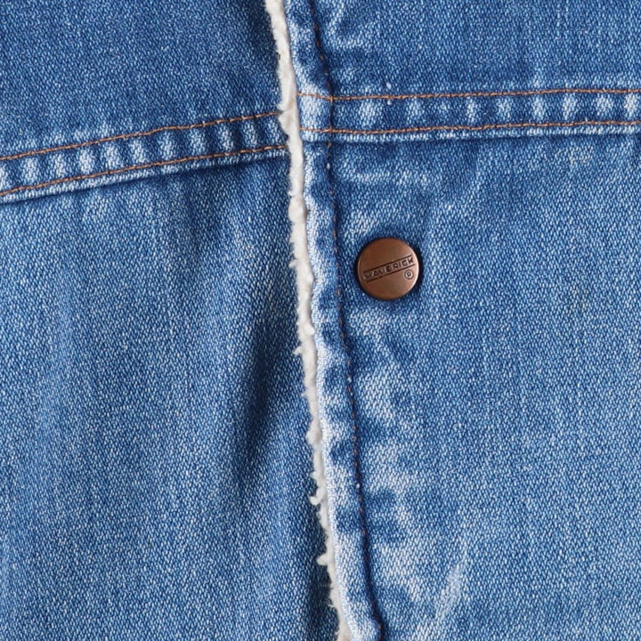Vintage 1970'S Maverick denim and fleece lunch coat, made in the USA, men's size XL unclear blue type Vintage Second Hand