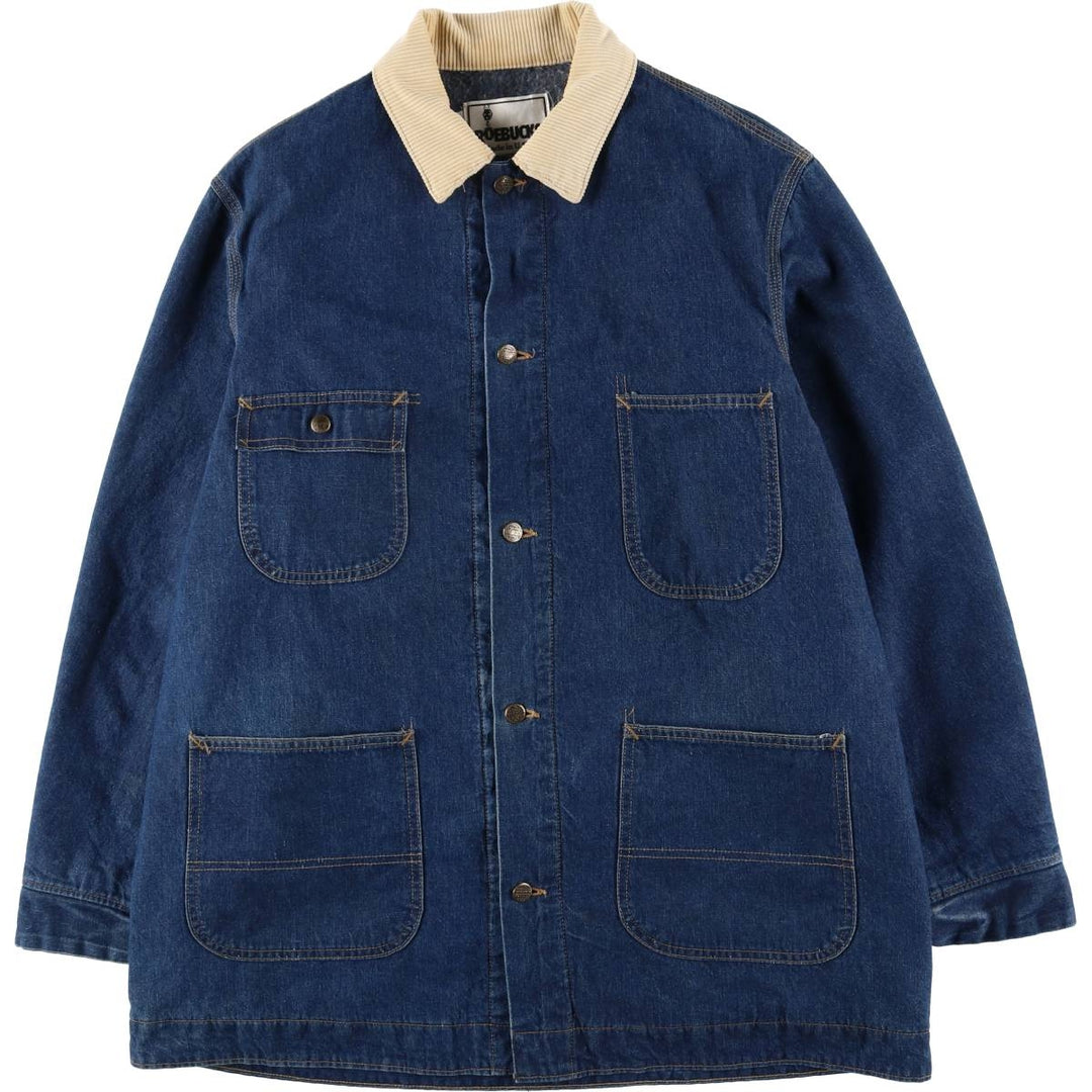Vintage 80s-90'S ROEBUCKS denim coverall, made in the USA, size L, men's unclear blue type Vintage Second Hand