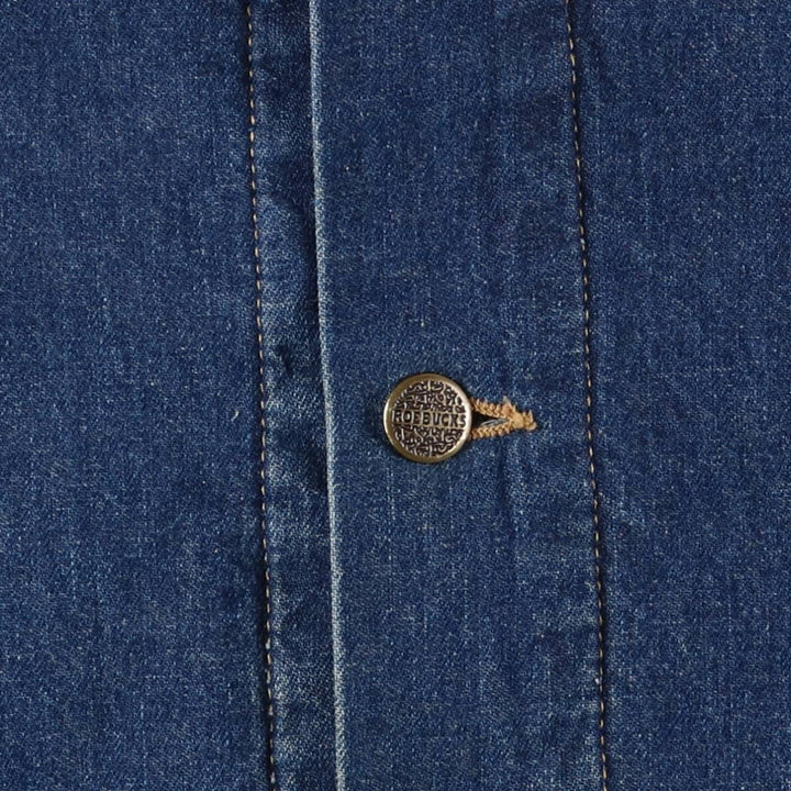 Vintage 80s-90'S ROEBUCKS denim coverall, made in the USA, size L, men's unclear blue type Vintage Second Hand