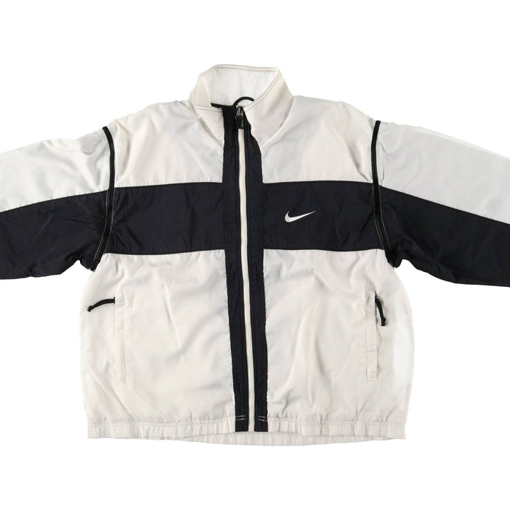 Vintage 90'S Nike 2-Way Windbreaker with Stripes and Back Logo, Men's Size Medium polyester white type Vintage Second Hand