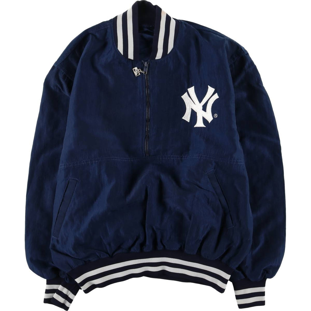 MLB New York Yankees Half-Zip Warm-Up Pullover, Men's Size L unclear navy blue type Vintage Second Hand