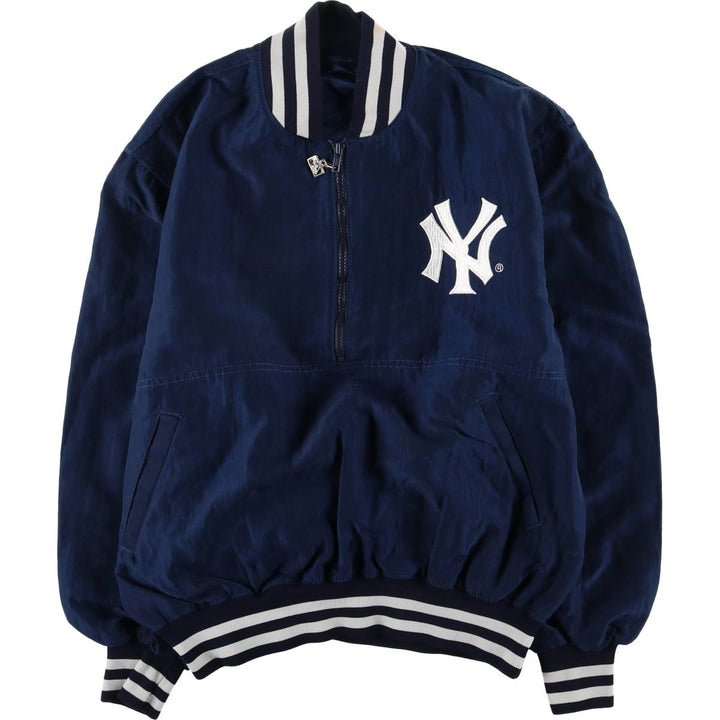 MLB New York Yankees Half-Zip Warm-Up Pullover, Men's Size L unclear navy blue type Vintage Second Hand