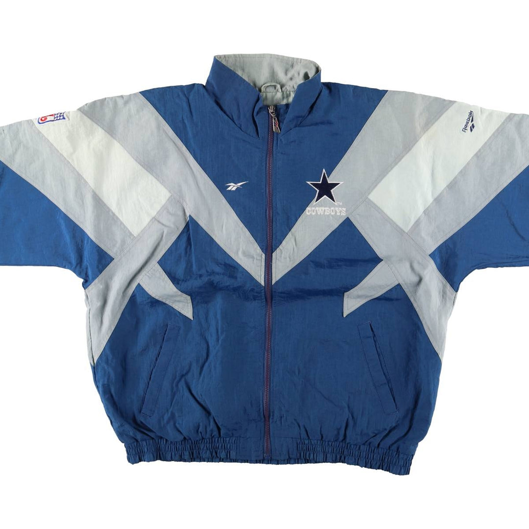 90'S Reebok NFL Dallas Cowboys back logo windbreaker, men's size XL unclear blue type Vintage Second Hand
