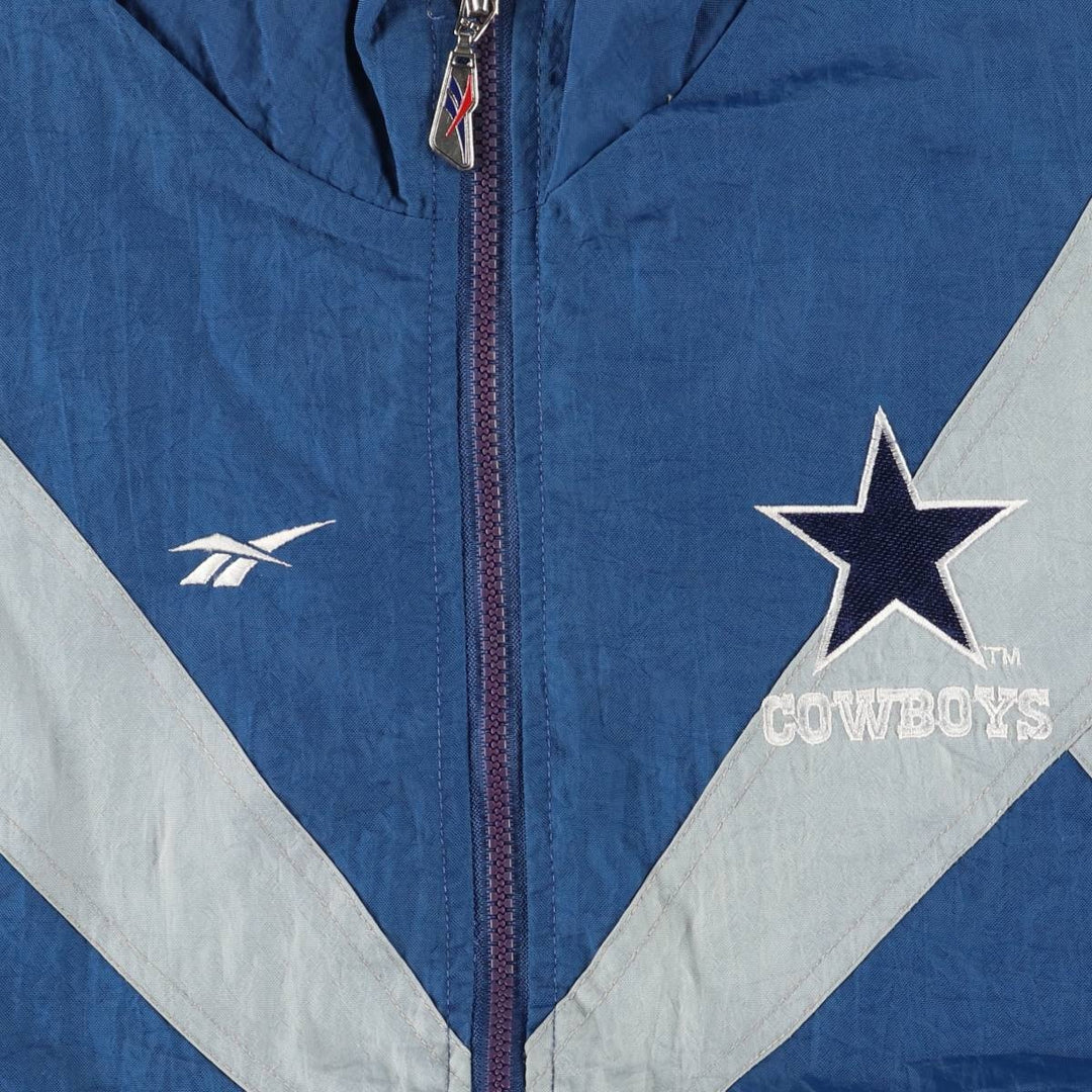 90'S Reebok NFL Dallas Cowboys back logo windbreaker, men's size XL unclear blue type Vintage Second Hand