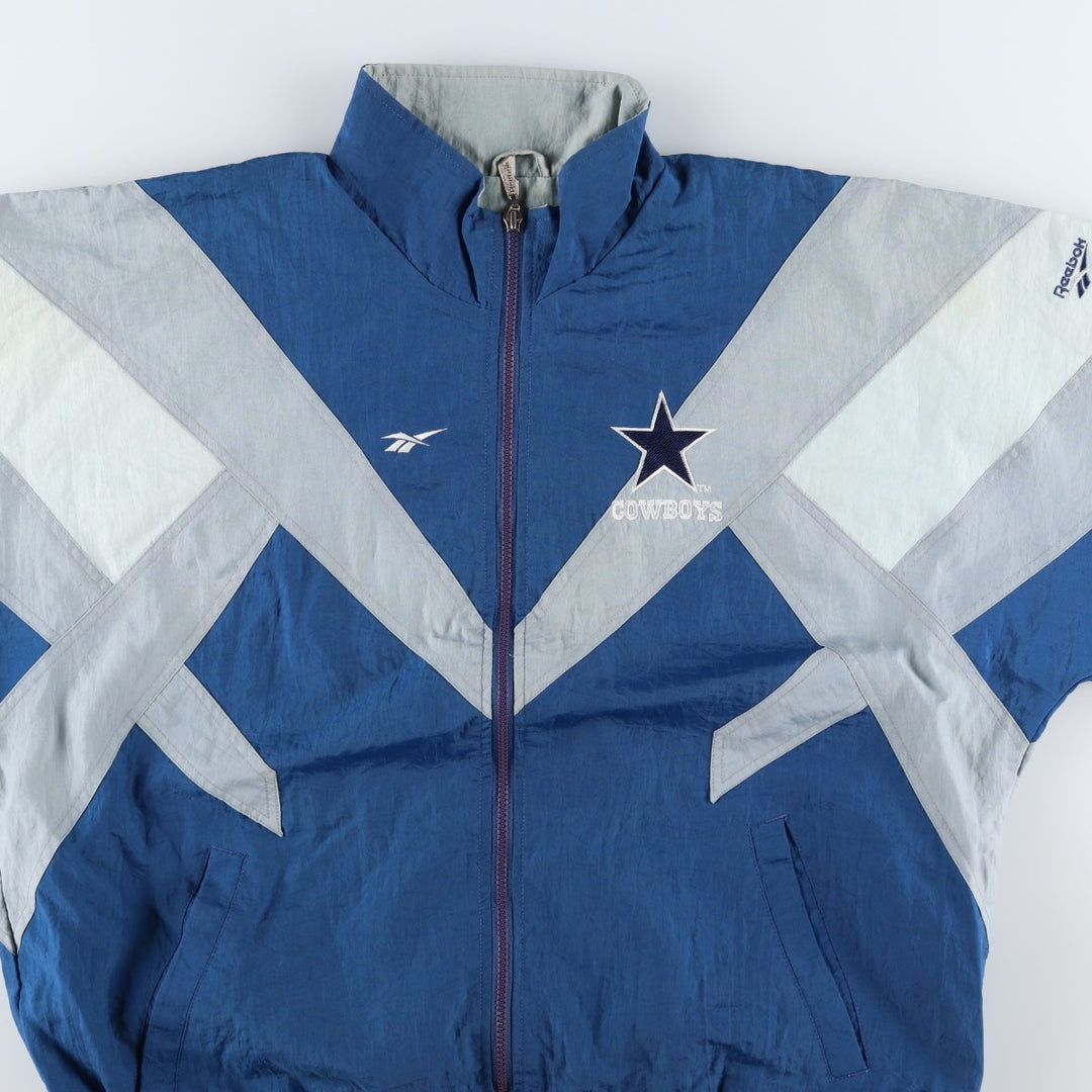 90'S Reebok NFL Dallas Cowboys back logo windbreaker, men's size XL unclear blue type Vintage Second Hand