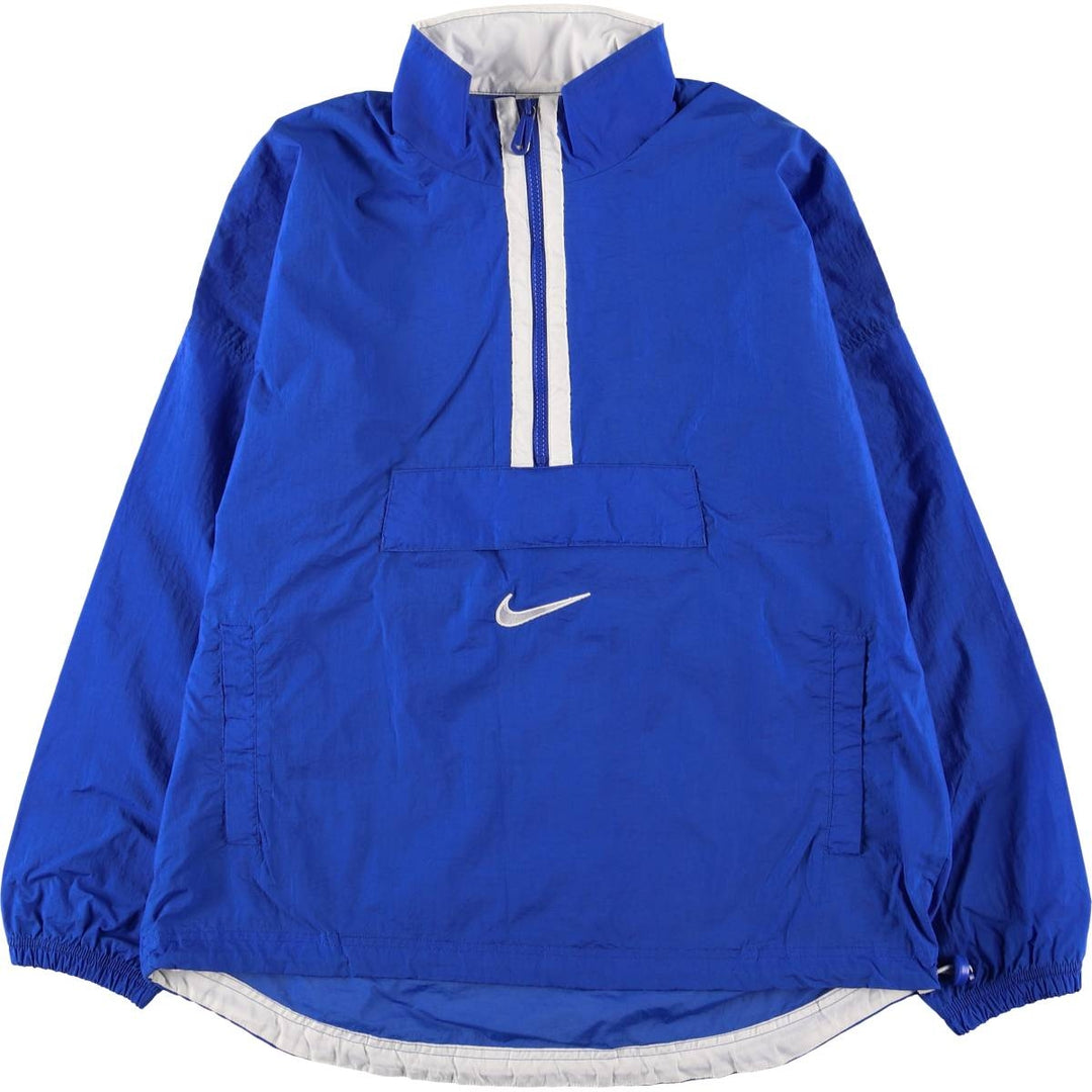 90'S Vintage Nike Anorak Jacket with Back Logo, Men's Size Medium Nylon blue type Vintage Second Hand