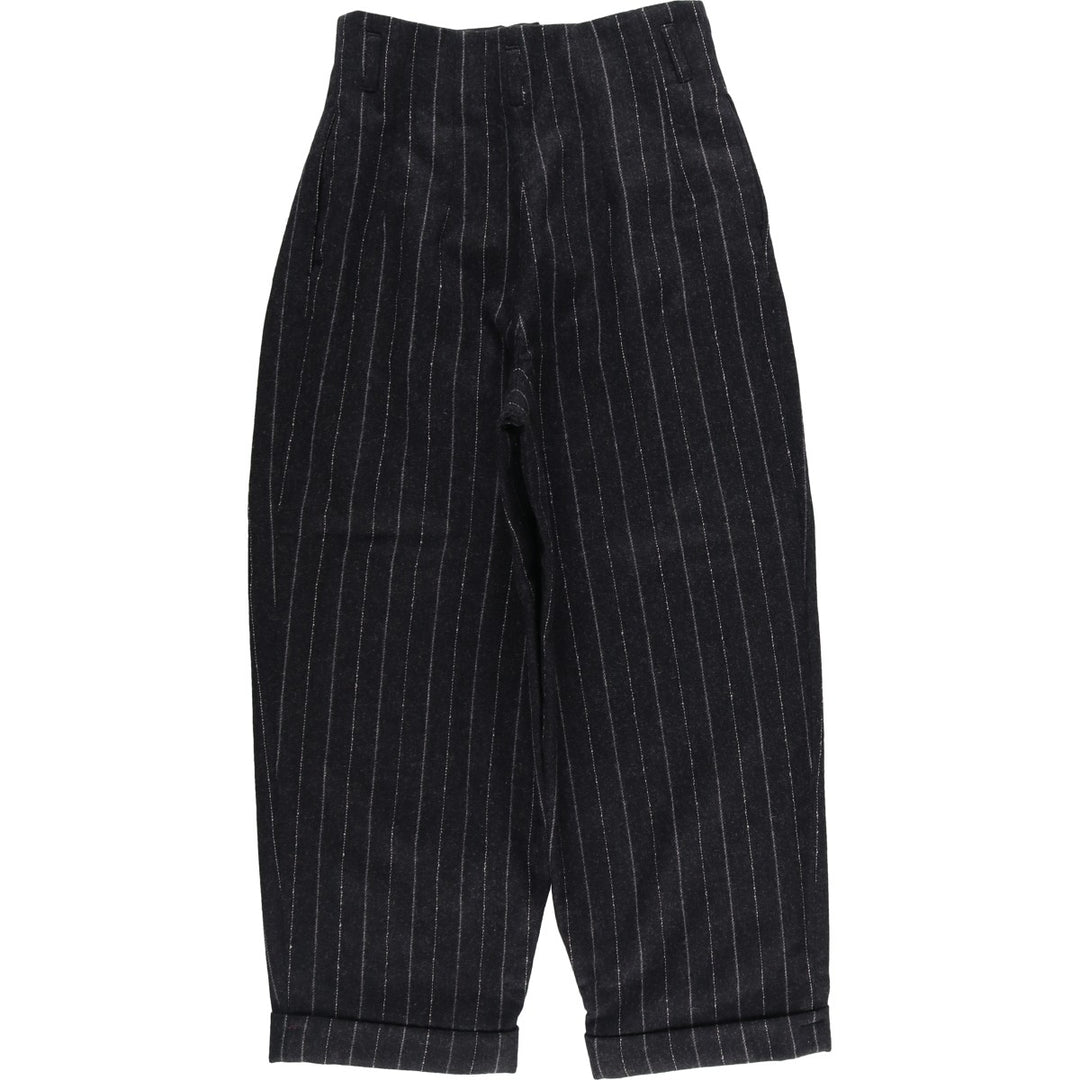 EXPRESS Stripe Pattern Two-Pleated Wool Slacks, Made in USA, Women's Size M (W26) wool black type Vintage Second Hand