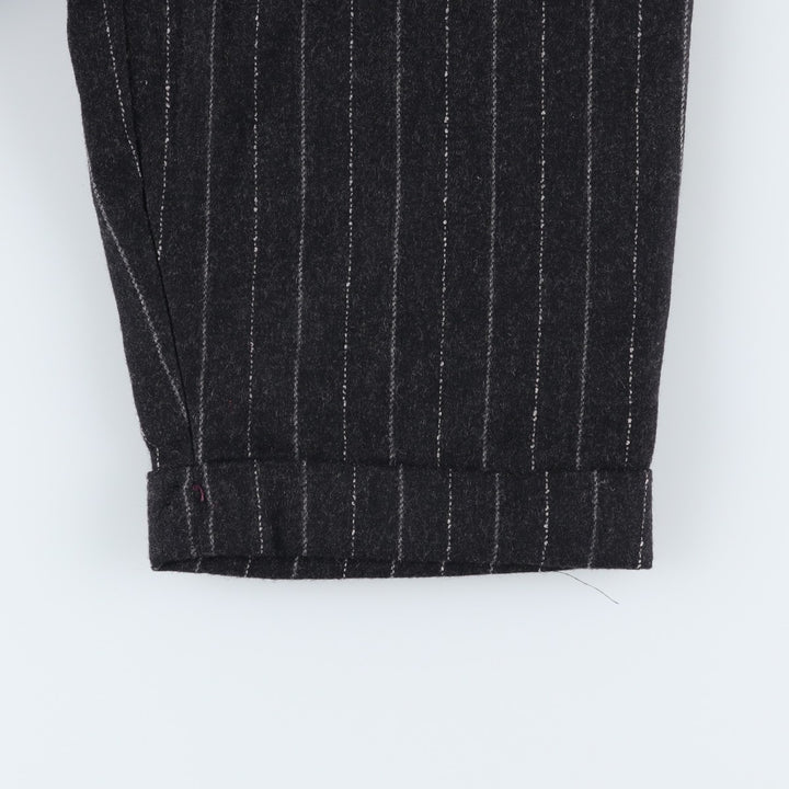 EXPRESS Stripe Pattern Two-Pleated Wool Slacks, Made in USA, Women's Size M (W26) wool black type Vintage Second Hand