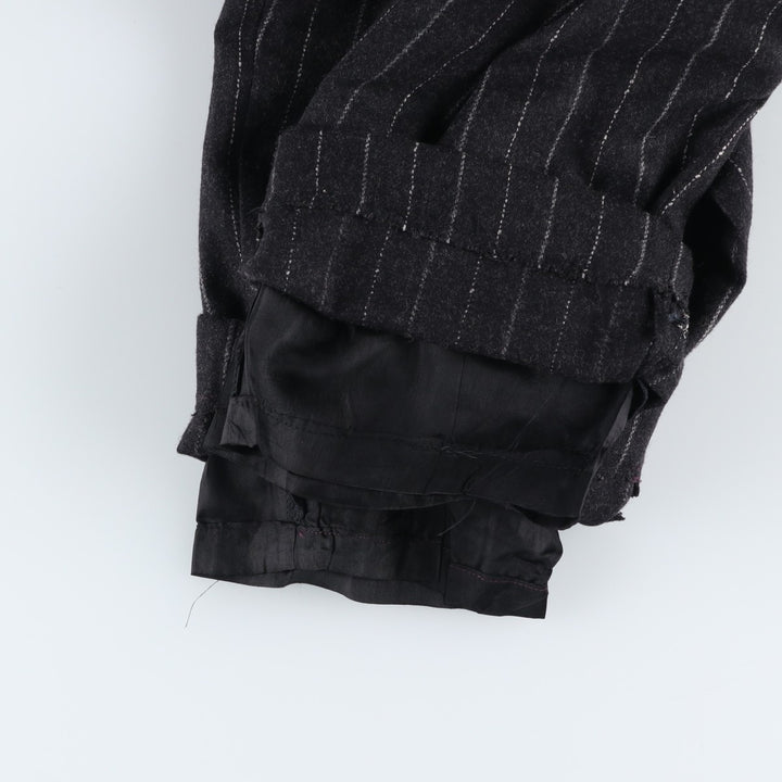 EXPRESS Stripe Pattern Two-Pleated Wool Slacks, Made in USA, Women's Size M (W26) wool black type Vintage Second Hand