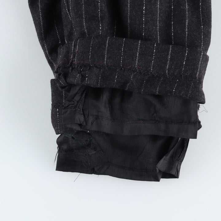 EXPRESS Stripe Pattern Two-Pleated Wool Slacks, Made in USA, Women's Size M (W26) wool black type Vintage Second Hand