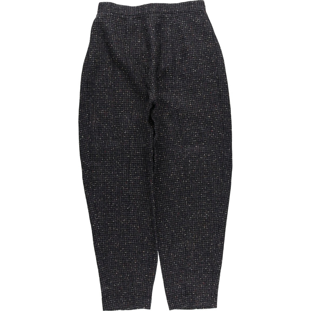 Vintage 1990'S Finity Check Pattern Three-Pleated Tweed Wool Slacks, Made in USA, Women's Size L (W28) wool black type Vintage Second Hand