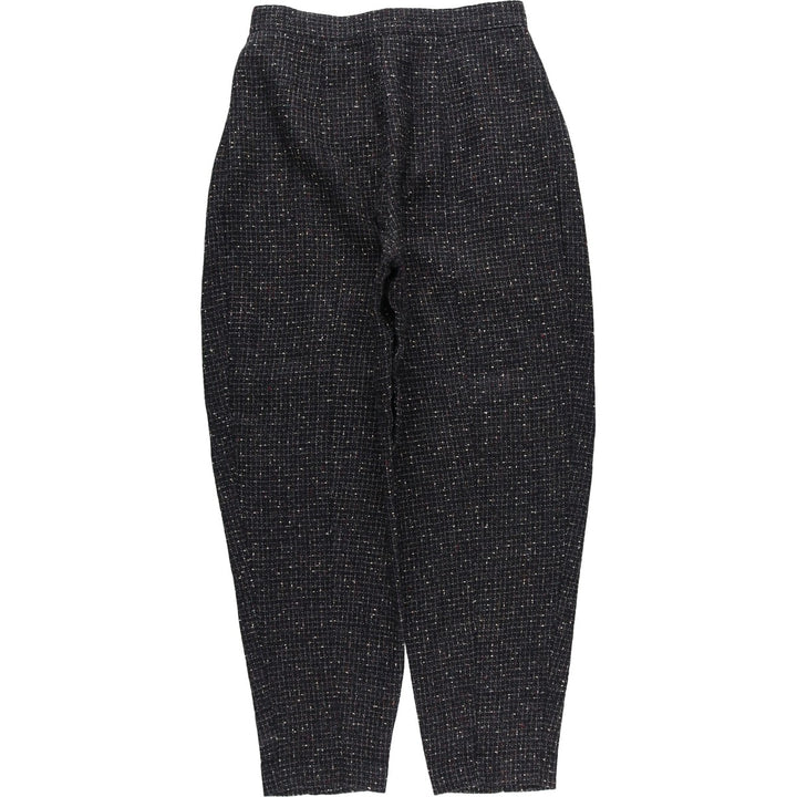 Vintage 1990'S Finity Check Pattern Three-Pleated Tweed Wool Slacks, Made in USA, Women's Size L (W28) wool black type Vintage Second Hand