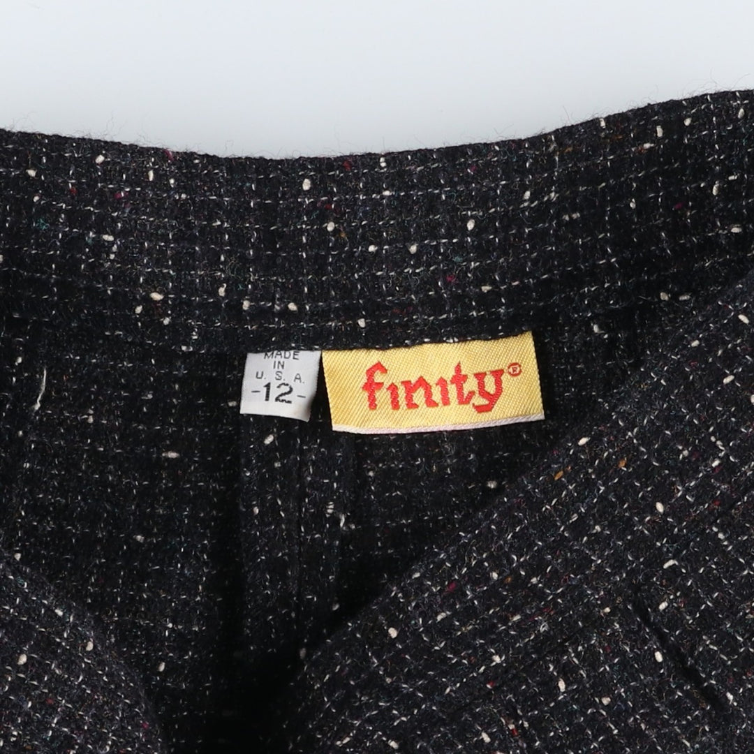 Vintage 1990'S Finity Check Pattern Three-Pleated Tweed Wool Slacks, Made in USA, Women's Size L (W28) wool black type Vintage Second Hand