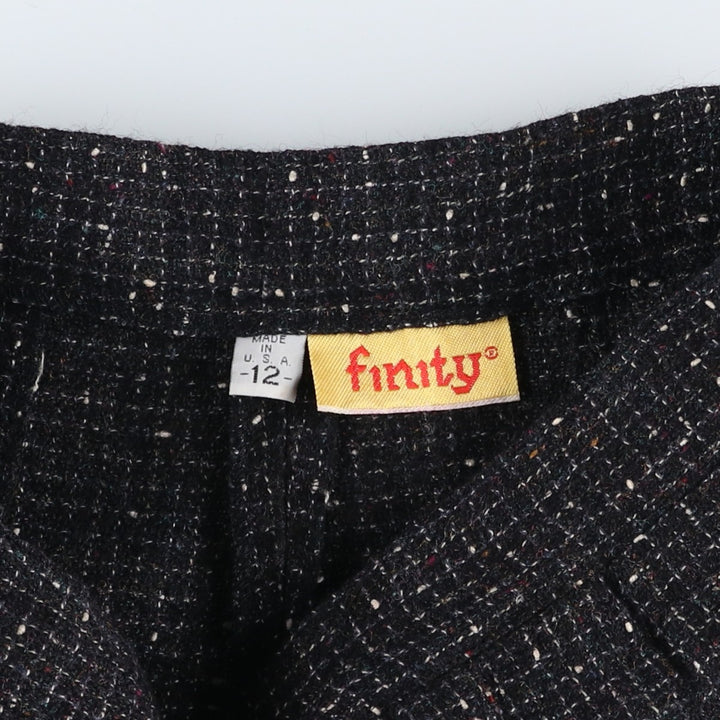 Vintage 1990'S Finity Check Pattern Three-Pleated Tweed Wool Slacks, Made in USA, Women's Size L (W28) wool black type Vintage Second Hand