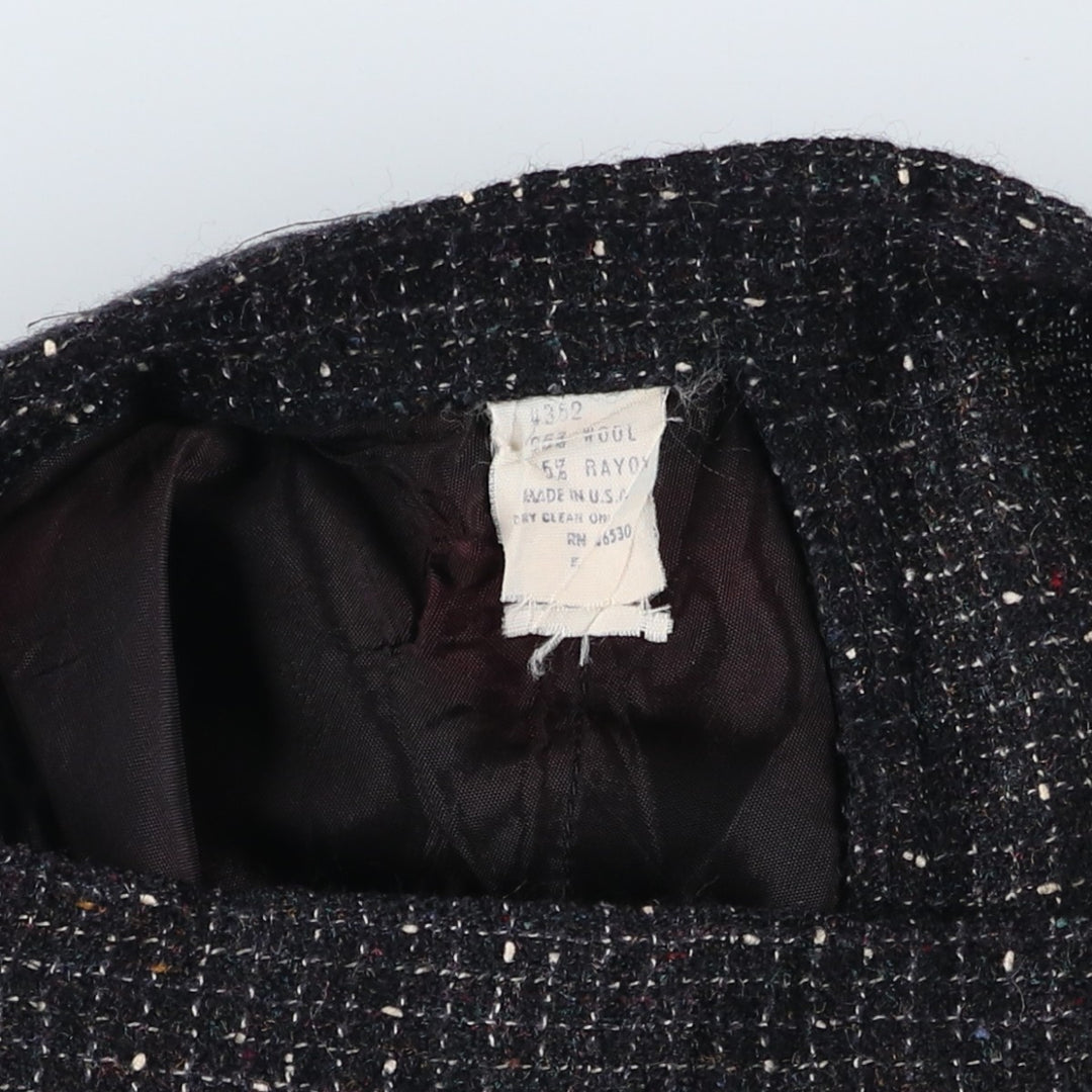 Vintage 1990'S Finity Check Pattern Three-Pleated Tweed Wool Slacks, Made in USA, Women's Size L (W28) wool black type Vintage Second Hand