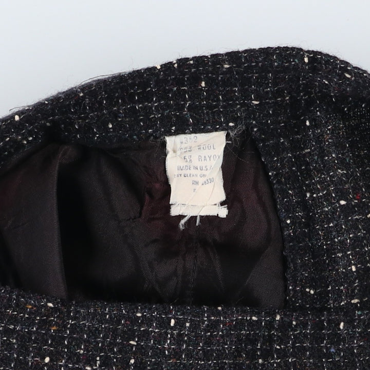 Vintage 1990'S Finity Check Pattern Three-Pleated Tweed Wool Slacks, Made in USA, Women's Size L (W28) wool black type Vintage Second Hand