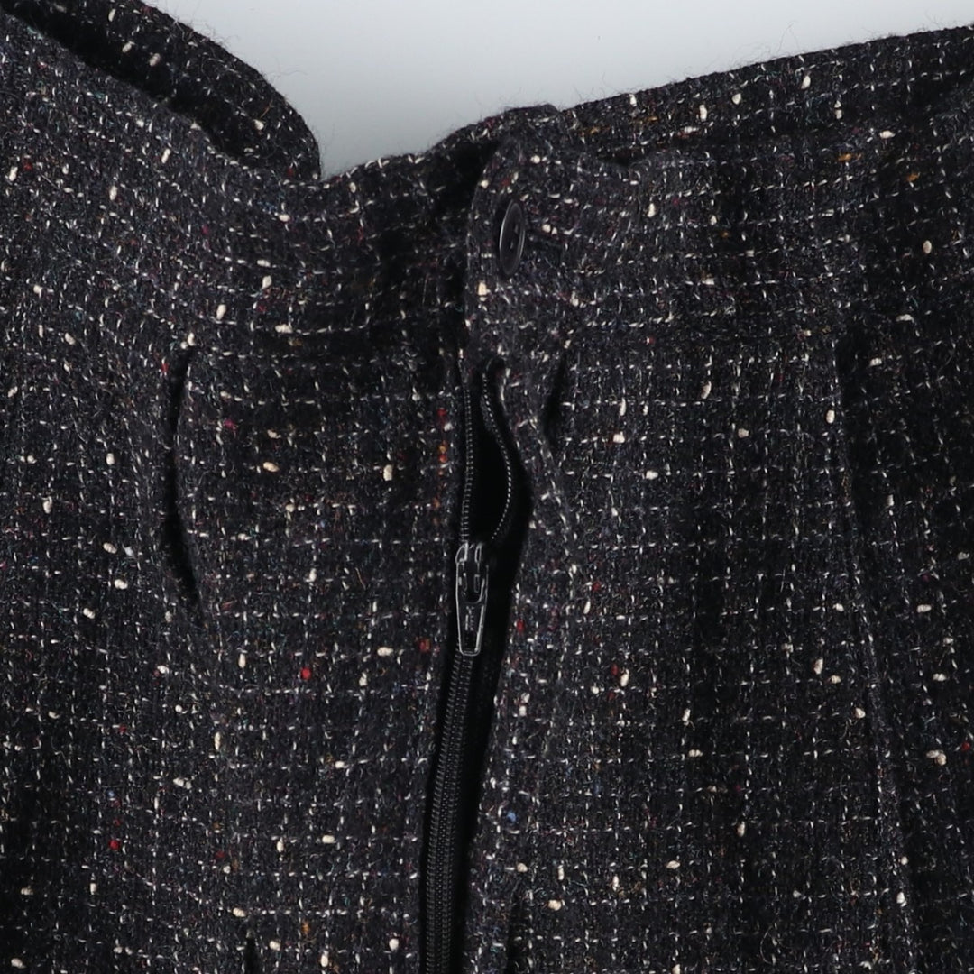 Vintage 1990'S Finity Check Pattern Three-Pleated Tweed Wool Slacks, Made in USA, Women's Size L (W28) wool black type Vintage Second Hand