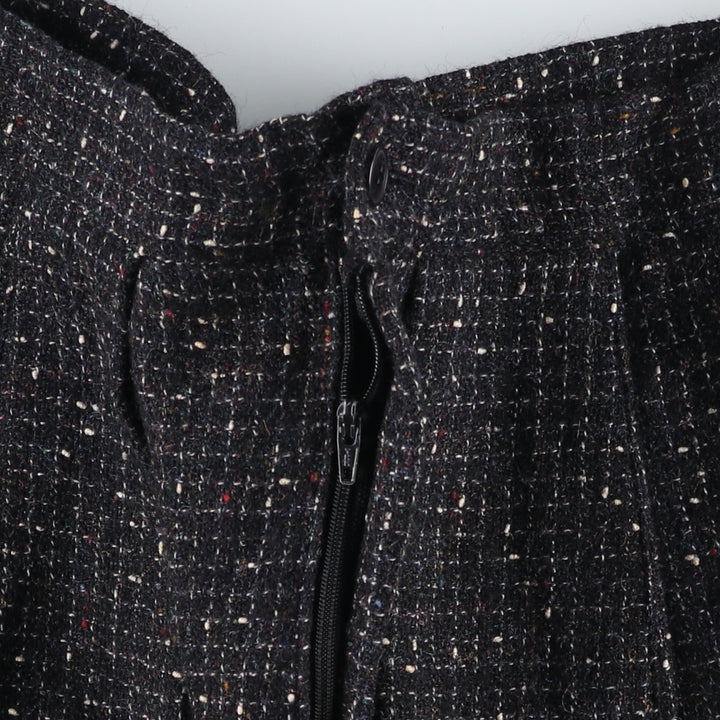 Vintage 1990'S Finity Check Pattern Three-Pleated Tweed Wool Slacks, Made in USA, Women's Size L (W28) wool black type Vintage Second Hand