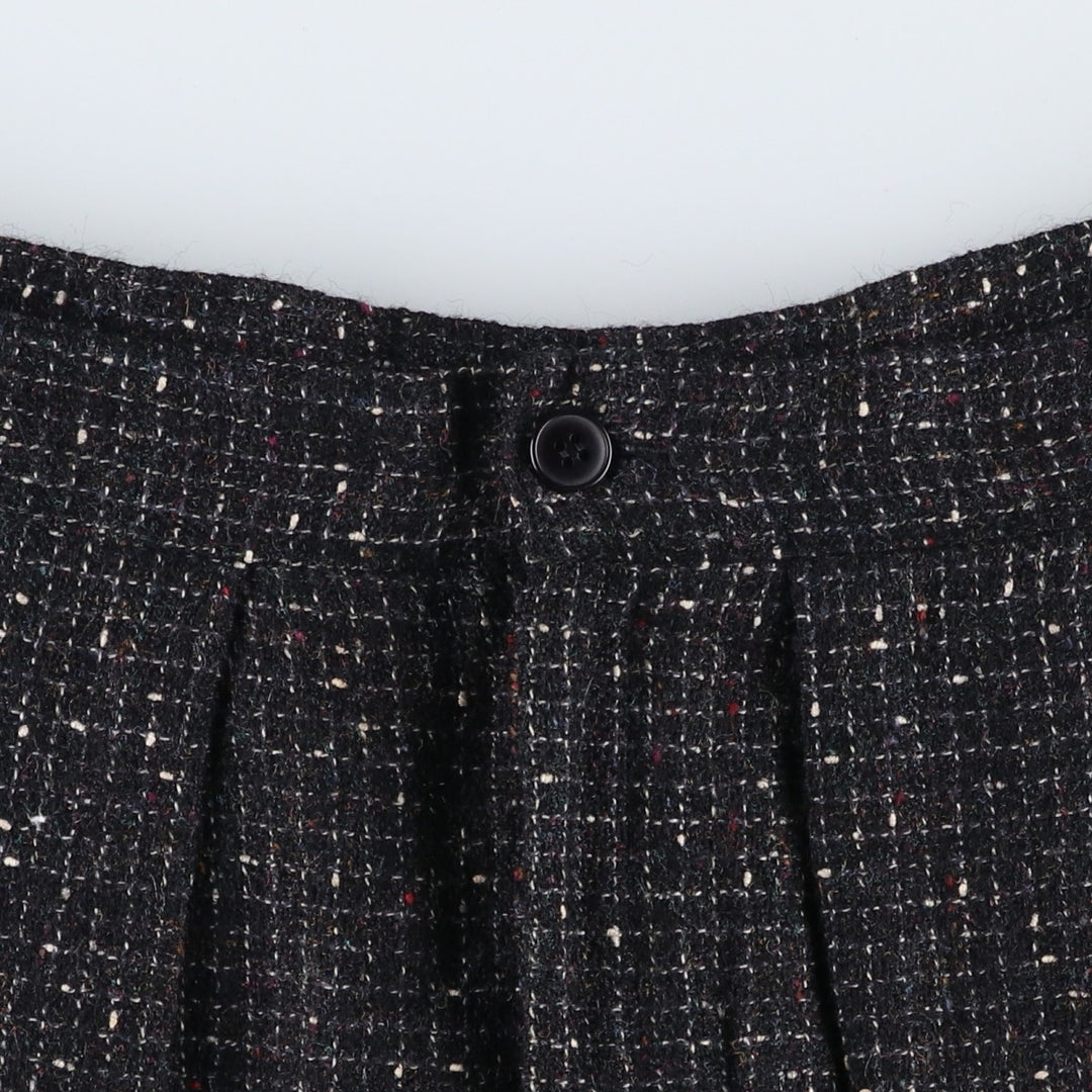 Vintage 1990'S Finity Check Pattern Three-Pleated Tweed Wool Slacks, Made in USA, Women's Size L (W28) wool black type Vintage Second Hand