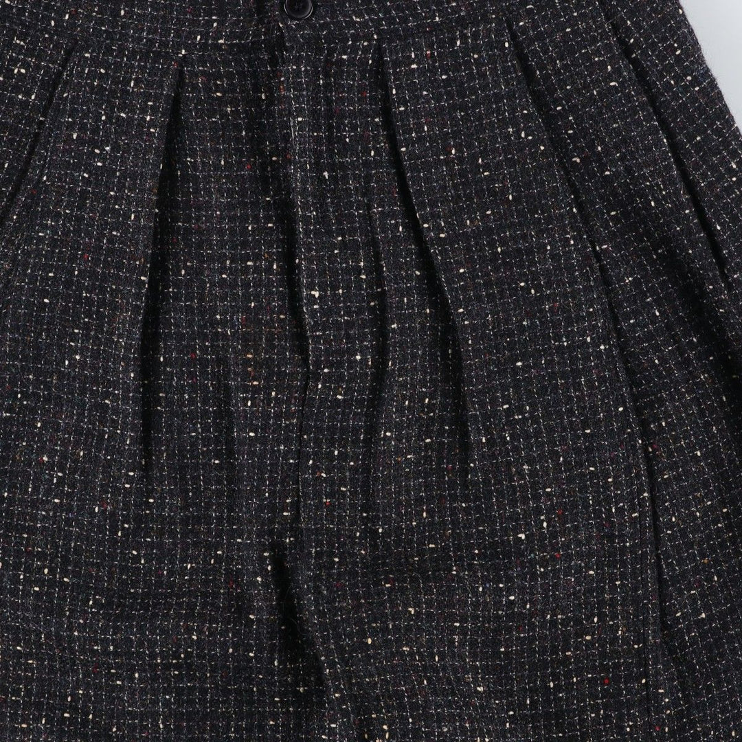 Vintage 1990'S Finity Check Pattern Three-Pleated Tweed Wool Slacks, Made in USA, Women's Size L (W28) wool black type Vintage Second Hand