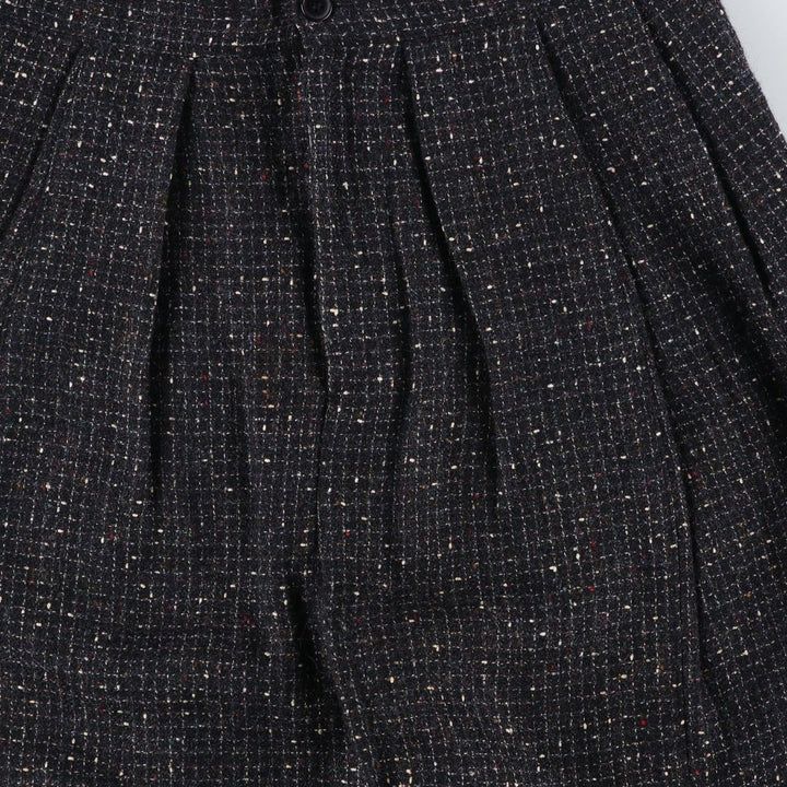Vintage 1990'S Finity Check Pattern Three-Pleated Tweed Wool Slacks, Made in USA, Women's Size L (W28) wool black type Vintage Second Hand