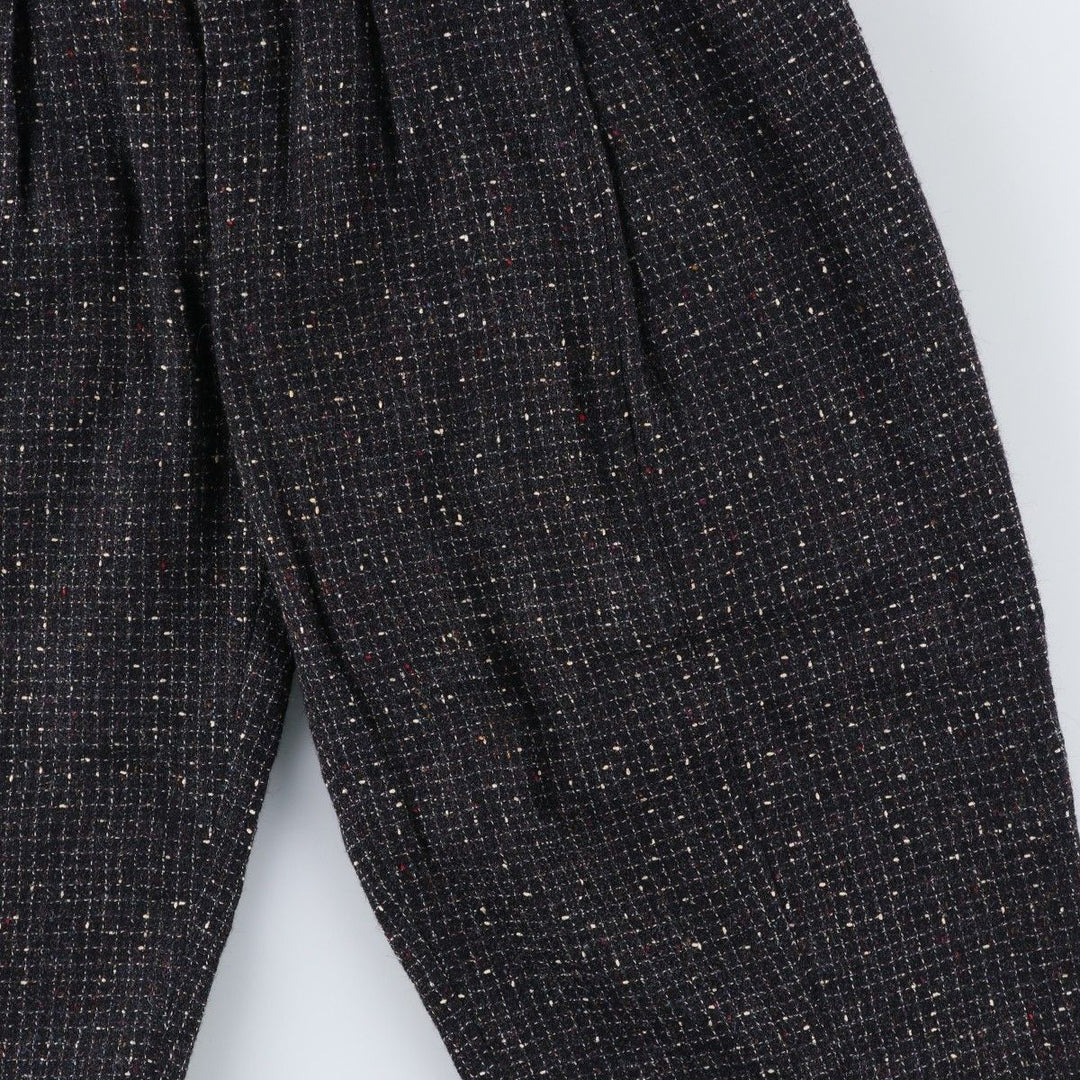 Vintage 1990'S Finity Check Pattern Three-Pleated Tweed Wool Slacks, Made in USA, Women's Size L (W28) wool black type Vintage Second Hand