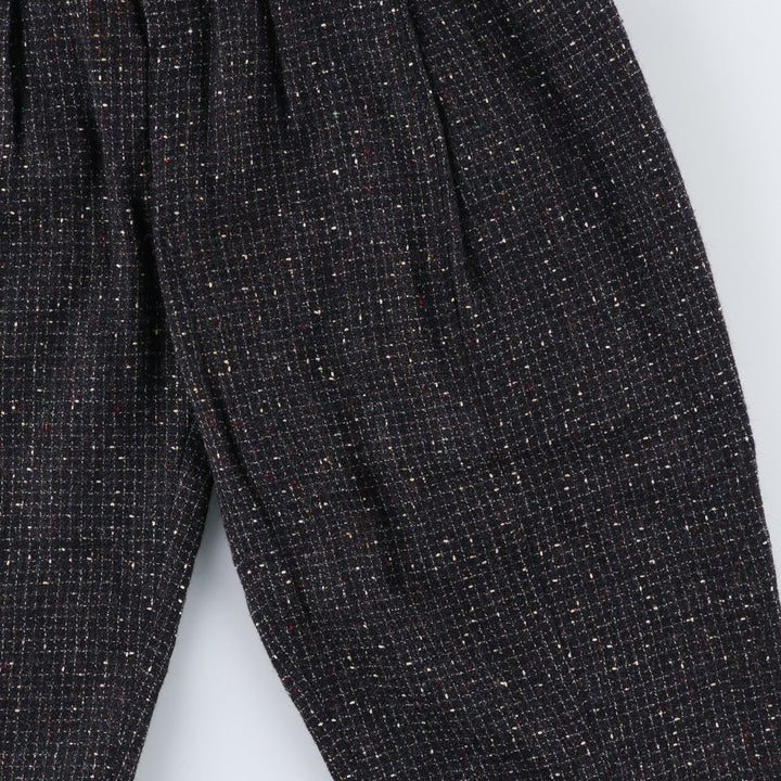 Vintage 1990'S Finity Check Pattern Three-Pleated Tweed Wool Slacks, Made in USA, Women's Size L (W28) wool black type Vintage Second Hand