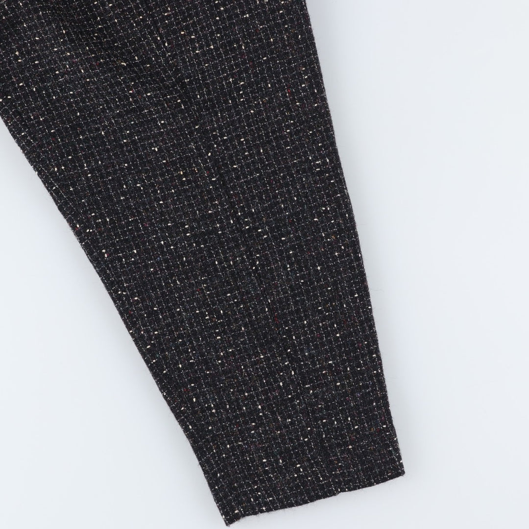 Vintage 1990'S Finity Check Pattern Three-Pleated Tweed Wool Slacks, Made in USA, Women's Size L (W28) wool black type Vintage Second Hand