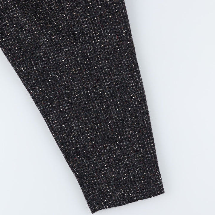 Vintage 1990'S Finity Check Pattern Three-Pleated Tweed Wool Slacks, Made in USA, Women's Size L (W28) wool black type Vintage Second Hand