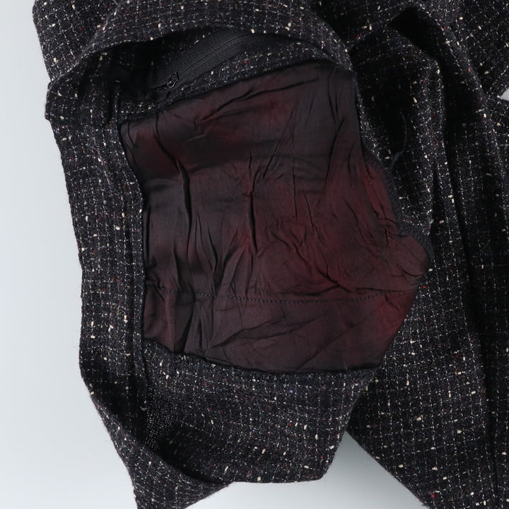 Vintage 1990'S Finity Check Pattern Three-Pleated Tweed Wool Slacks, Made in USA, Women's Size L (W28) wool black type Vintage Second Hand