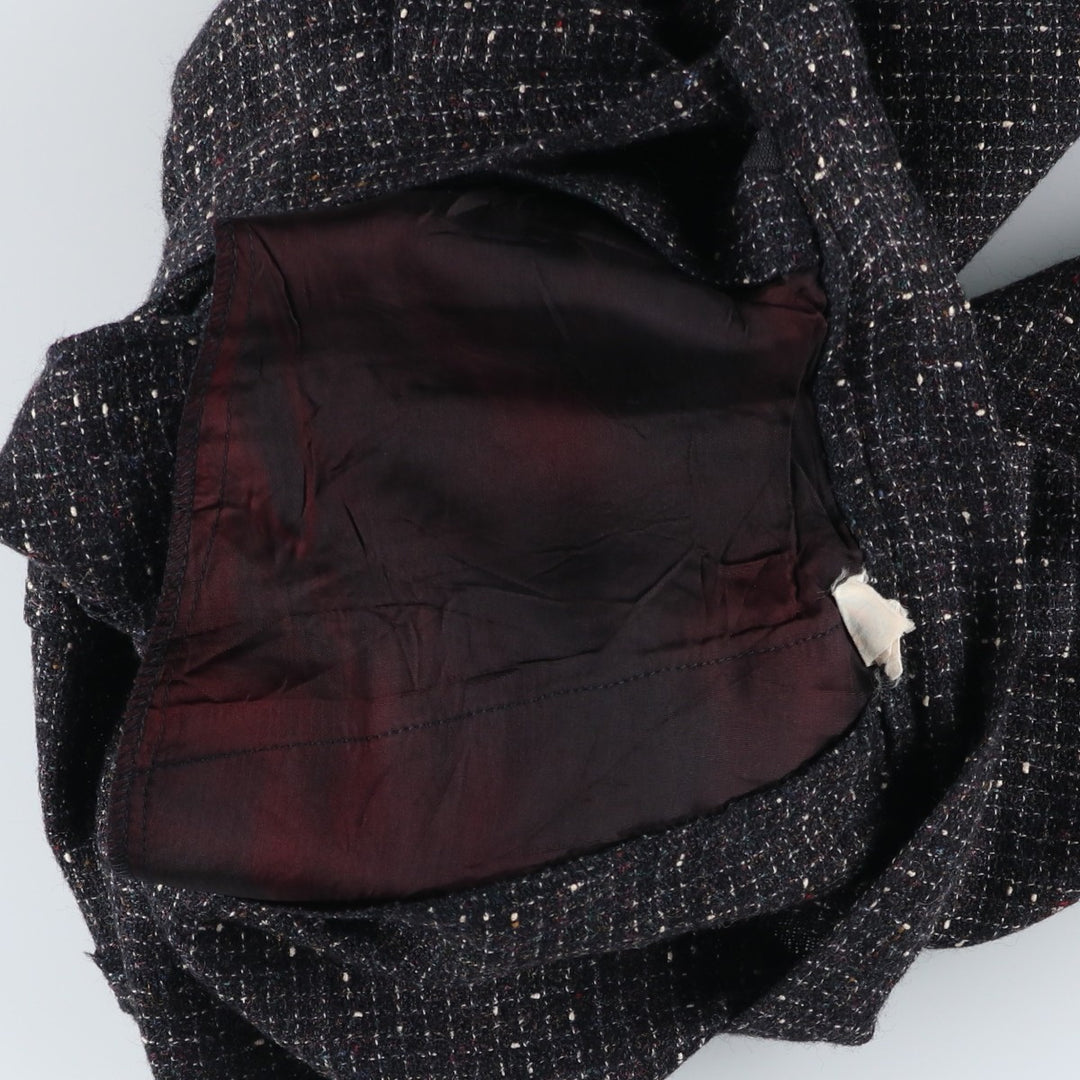 Vintage 1990'S Finity Check Pattern Three-Pleated Tweed Wool Slacks, Made in USA, Women's Size L (W28) wool black type Vintage Second Hand