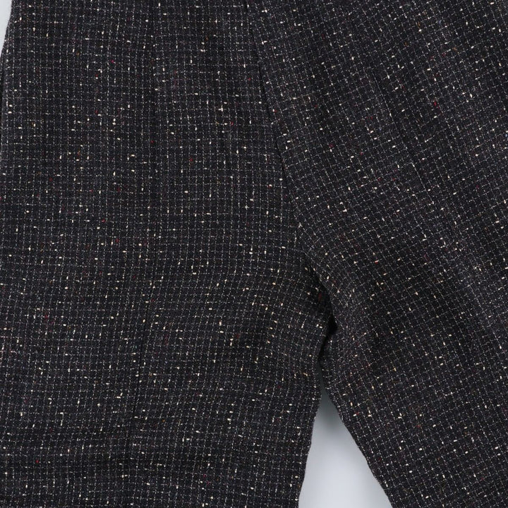Vintage 1990'S Finity Check Pattern Three-Pleated Tweed Wool Slacks, Made in USA, Women's Size L (W28) wool black type Vintage Second Hand