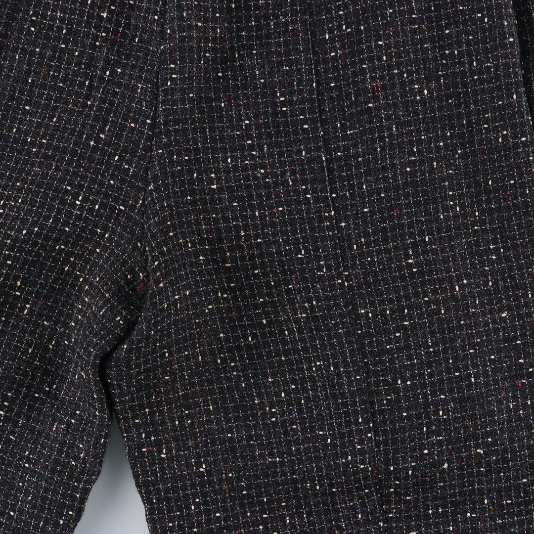 Vintage 1990'S Finity Check Pattern Three-Pleated Tweed Wool Slacks, Made in USA, Women's Size L (W28) wool black type Vintage Second Hand