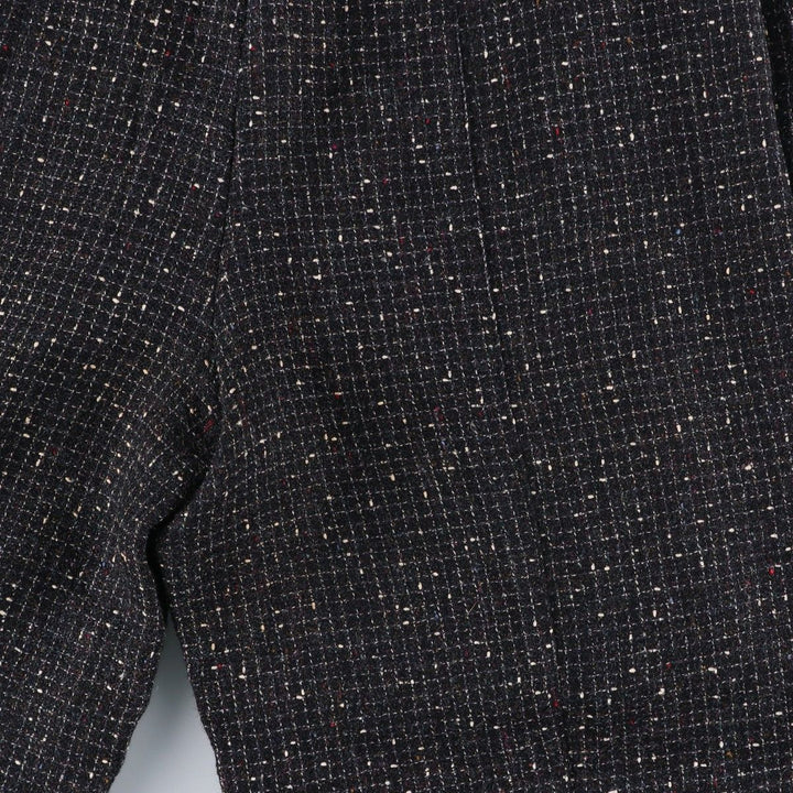 Vintage 1990'S Finity Check Pattern Three-Pleated Tweed Wool Slacks, Made in USA, Women's Size L (W28) wool black type Vintage Second Hand