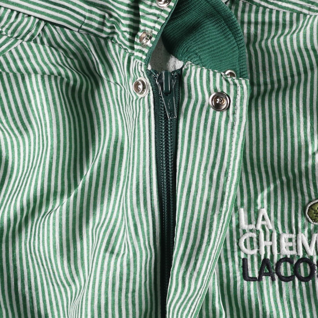 80s-90'S Lacoste Chemise French Lacoste Stripe Pattern Windbreaker, Made in France, Men's Size L unclear green type Vintage Second Hand