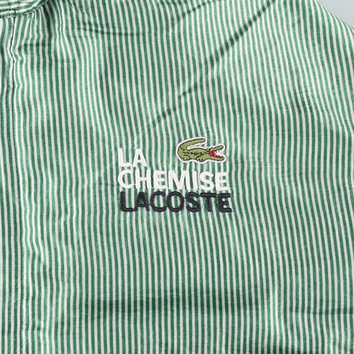 80s-90'S Lacoste Chemise French Lacoste Stripe Pattern Windbreaker, Made in France, Men's Size L unclear green type Vintage Second Hand