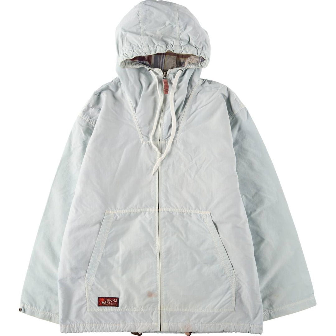 Vintage 90'S Nautica nylon parka, size L, men's Nylon Blue type light blue Vintage Second Hand