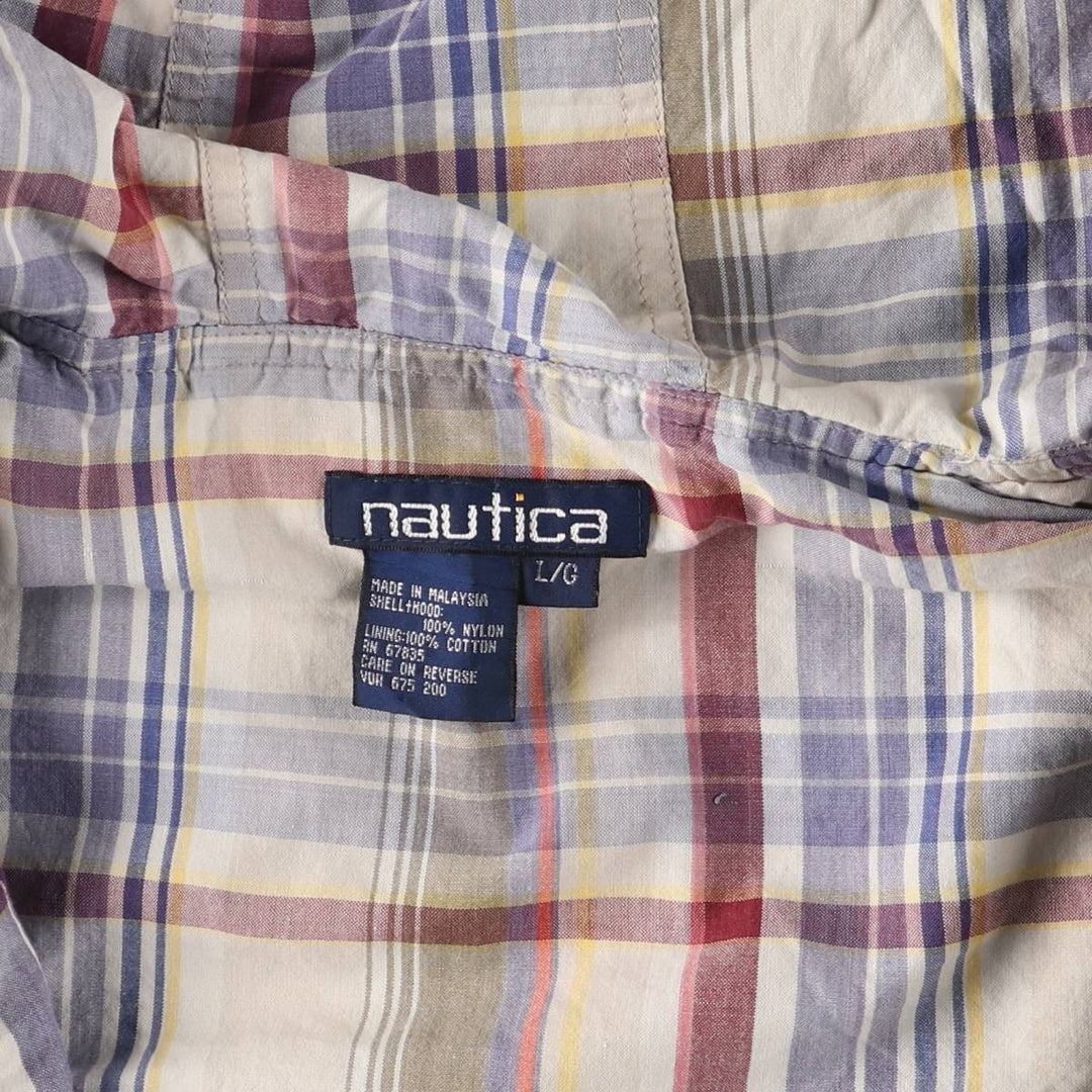 Vintage 90'S Nautica nylon parka, size L, men's Nylon Blue type light blue Vintage Second Hand